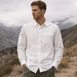 Nice Collective Men's White Button-Down Utility Long-Sleeve Shirt Size L USA